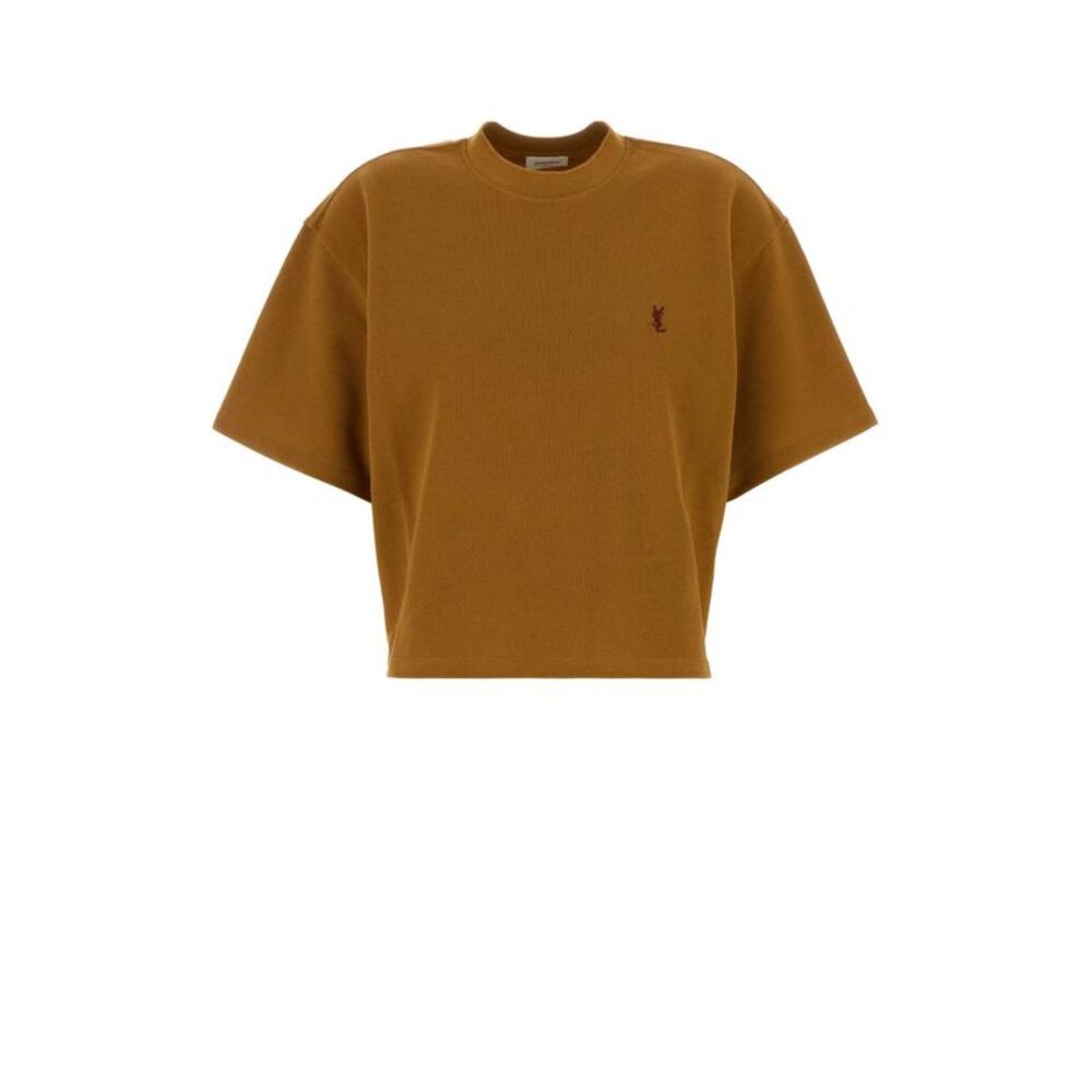 Saint Laurent Women Camel Piquet T-Shirt